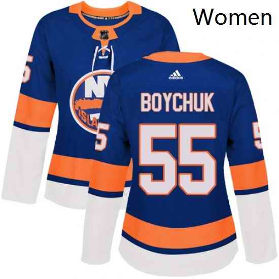 Womens Adidas New York Islanders 55 Johnny Boychuk Authentic Royal Blue Home NHL Jersey